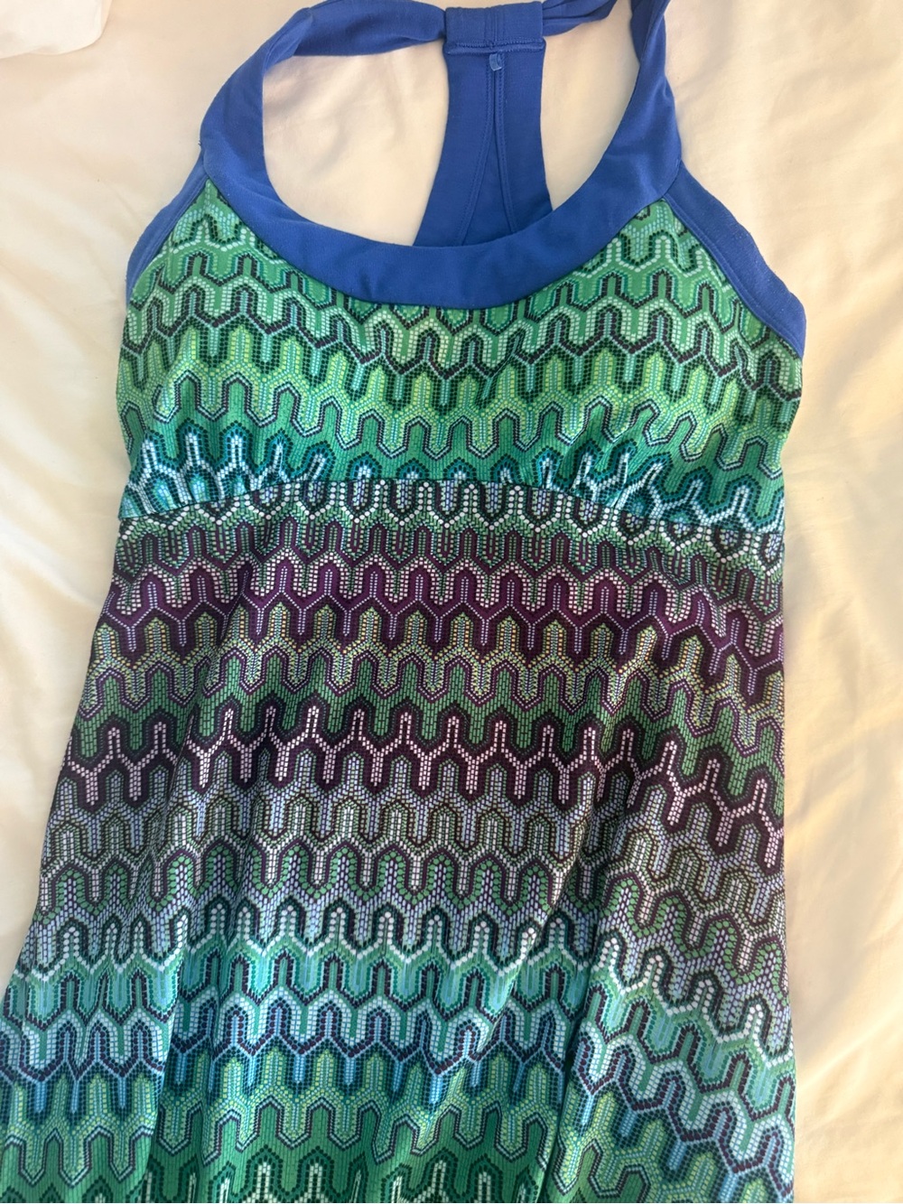 Prana Blue, Green and Purple One-Shoulder Dress